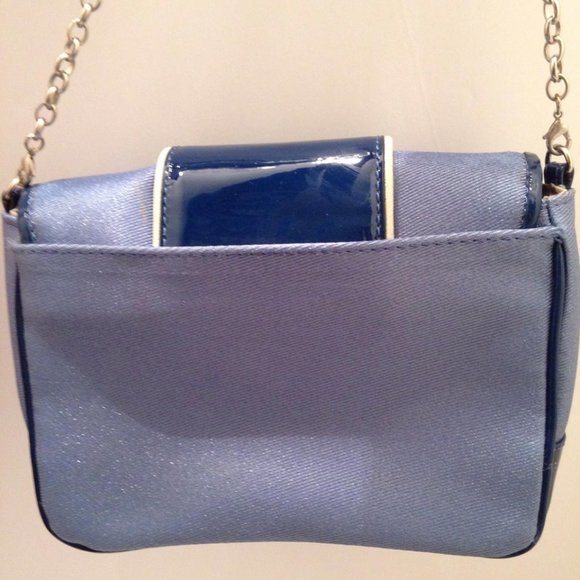MY FLAT IN LONDON BLUE CROSSBODY BAG patent leather bow accent MFIL - Picture 4 of 7
